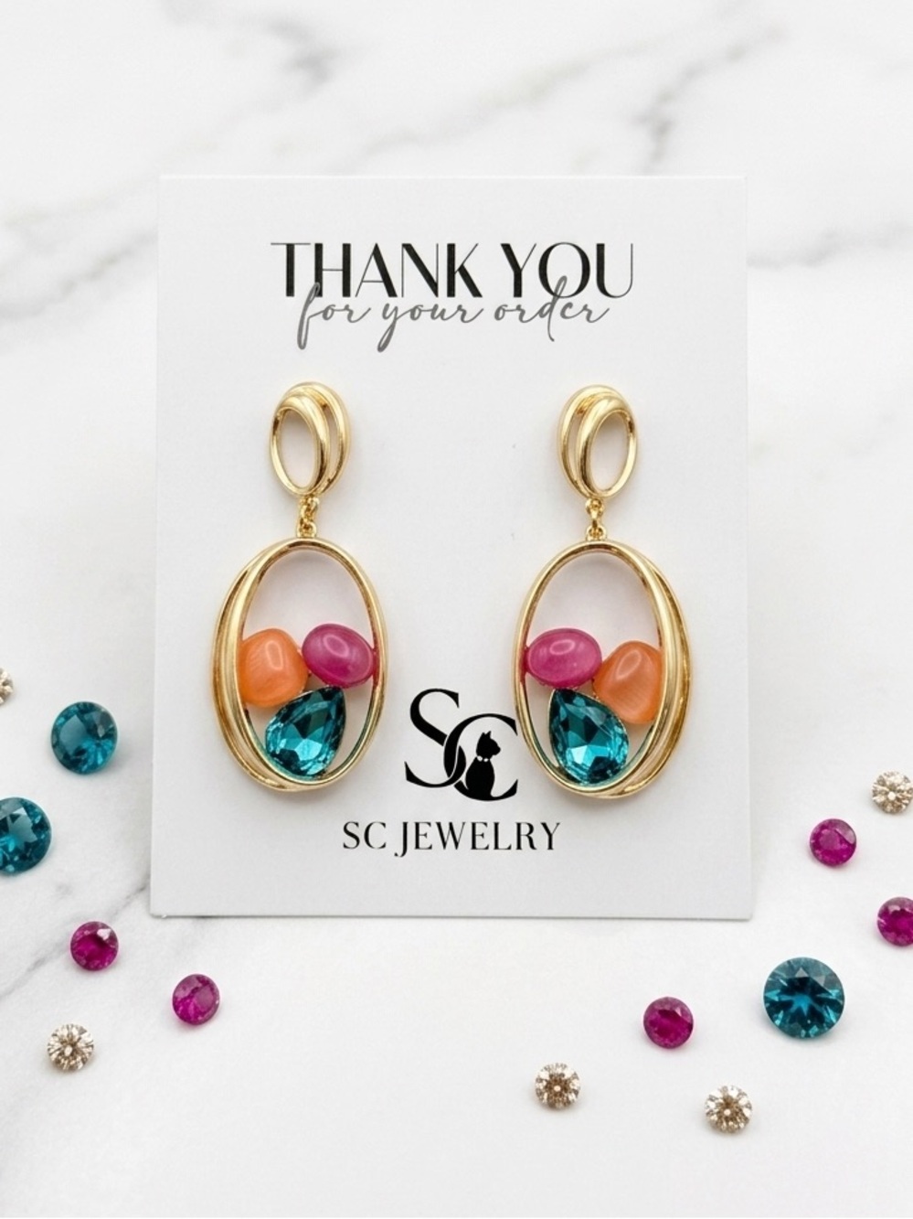 Limited Edition 14k Gold Plated Australian Crystal Drop Earrings Luxury